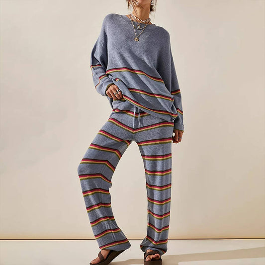 LONG SLEEVED ROUND NECK SWEATER AND PANTS SET_CWSTB0270
