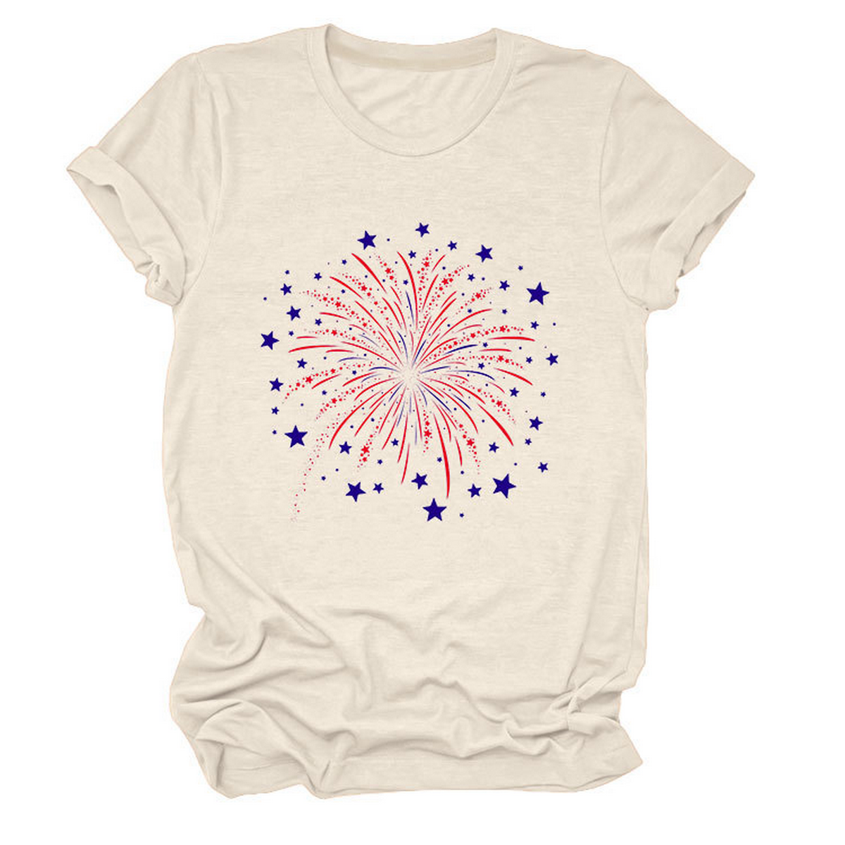 Trendy Loose Star Fireworks Graphic Tee for Women