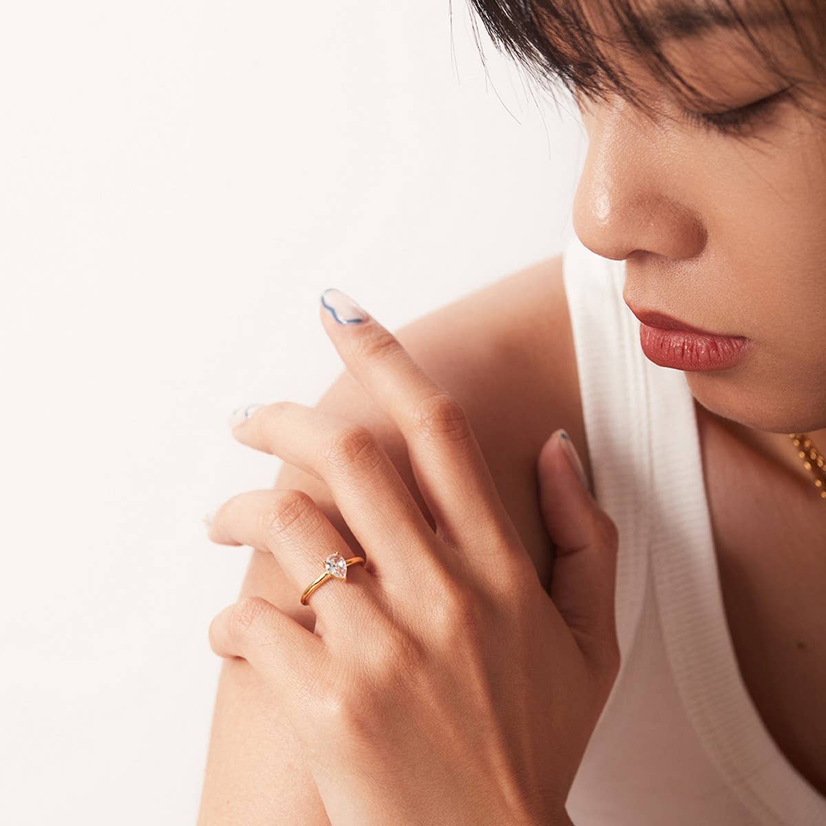 FRENCH FASHIONABLE DROP SHAPE ADJUSTABLE RING