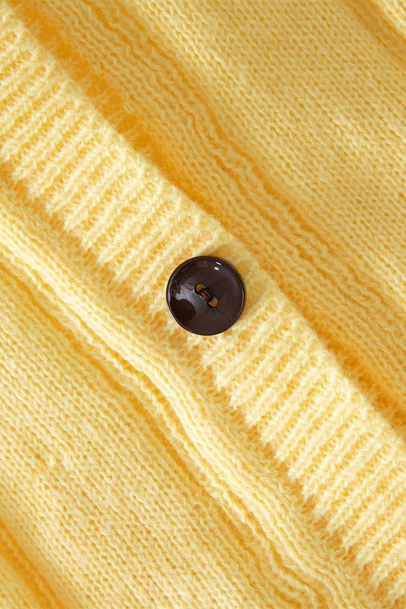 CWOCAL2291_SWEET RUFFLE TRIM FITTED CROPPED KNIT CARDIGAN