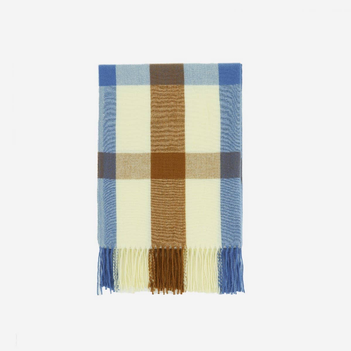 Faux Cashmere Plaid Scarf with Tassels for Winter