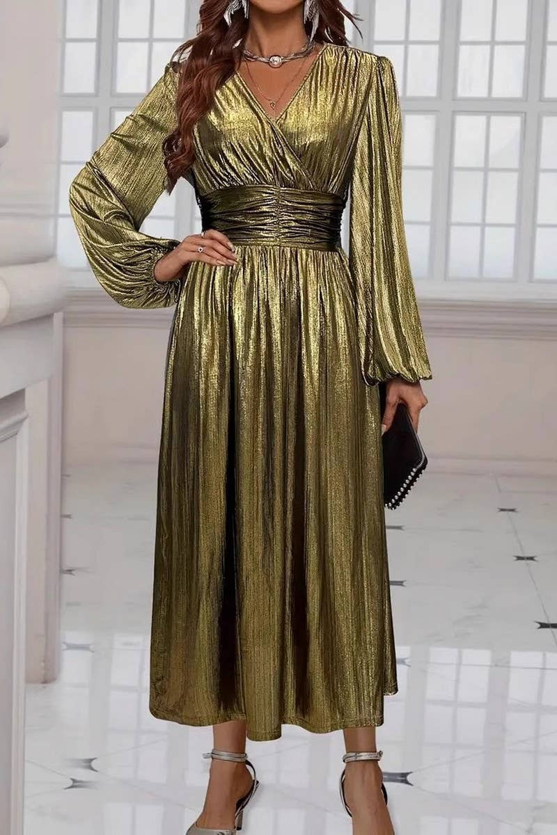 CWDMD5062_ELEGANT AND STYLISH PLEATED SLIT EVENING DRESS