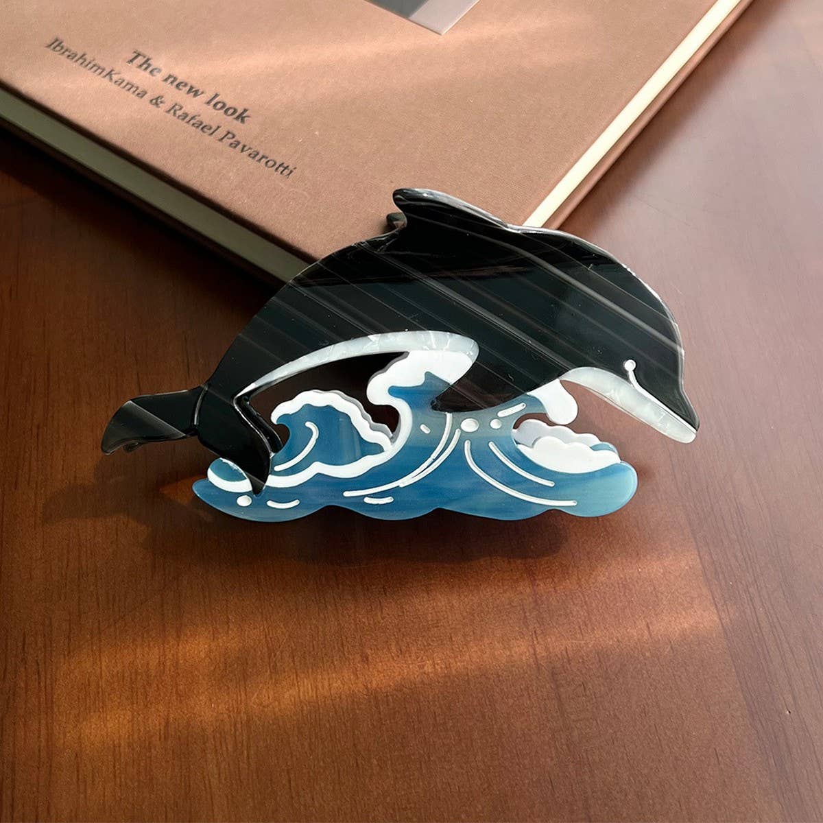 Ocean Wave Dolphin Shark Large Acetate Hair Claw_CWAHA5965