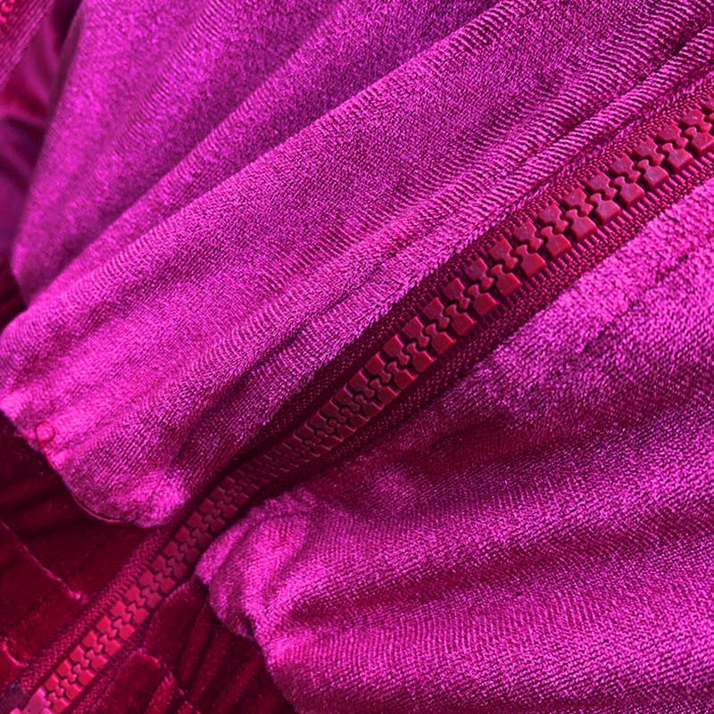 Hooded zipper jacket and velvet casual pants set