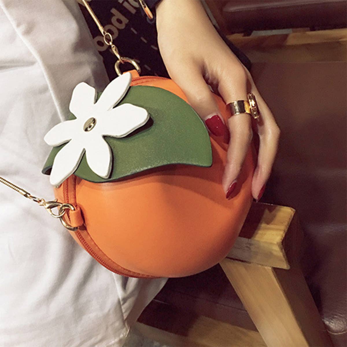 WOMEN CHAIN FRUIT ORANGE SHOULDER BAG_CWAB0980