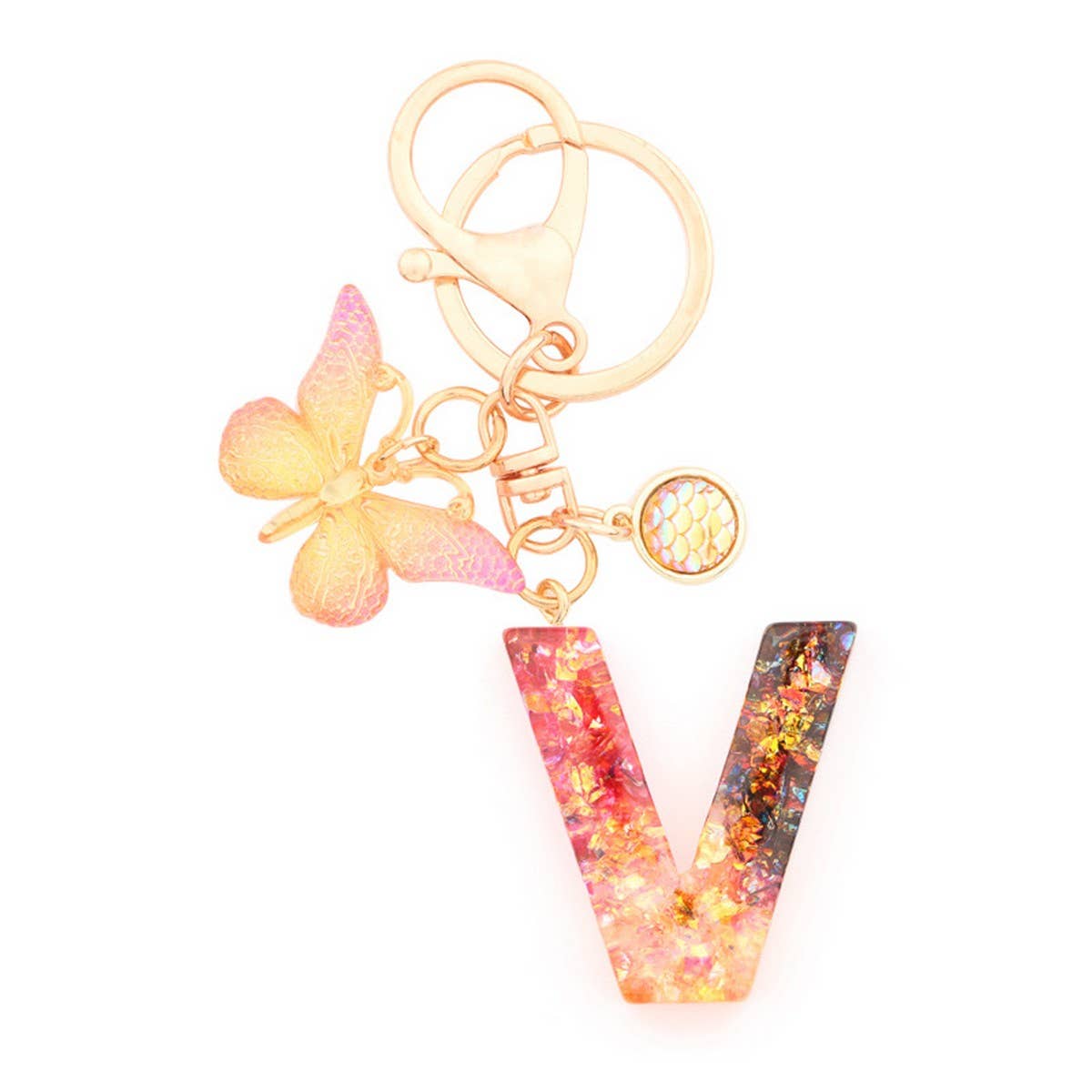 Creative Crystal Letter Keychain with Resin Sequins_CWAB5021