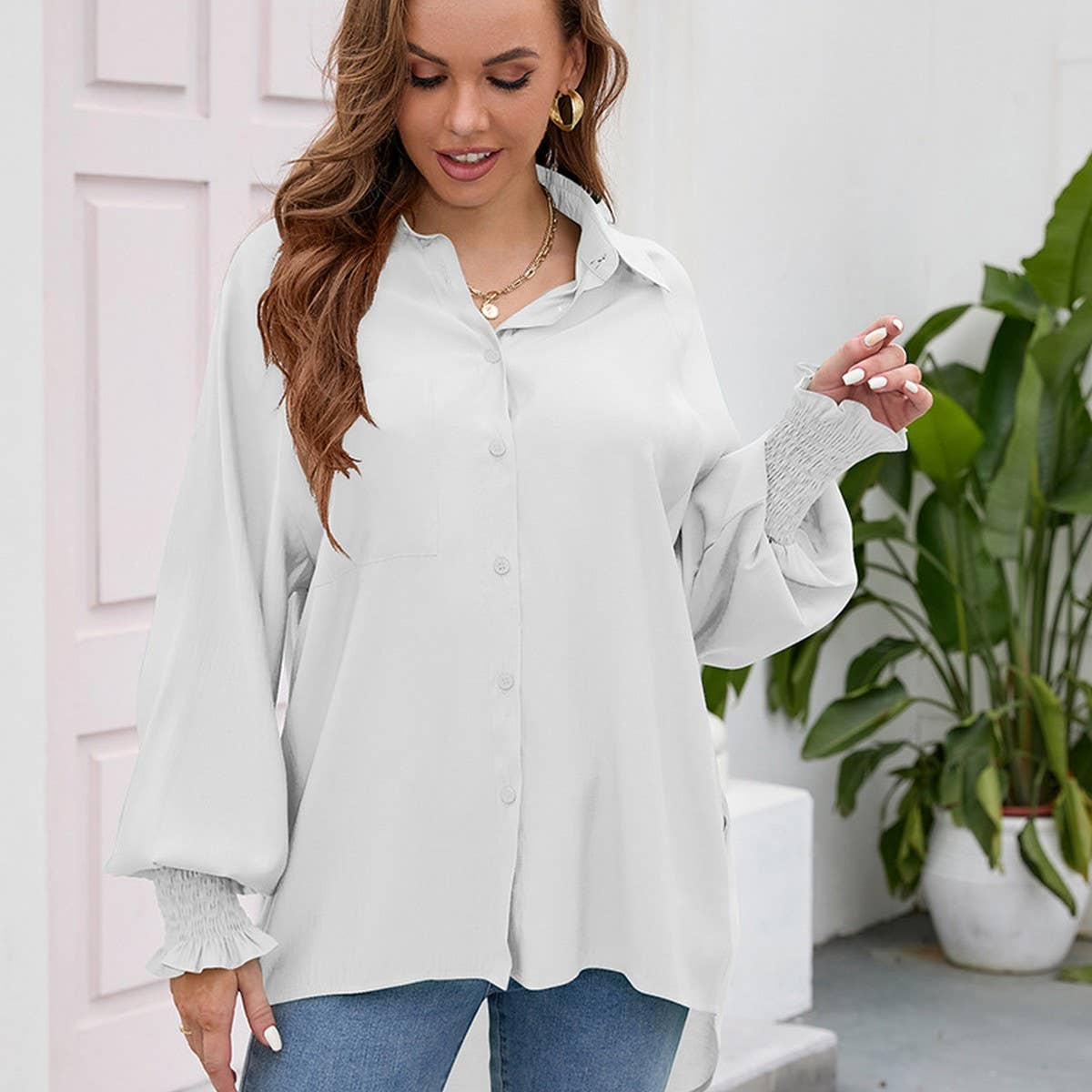 Rotator cuff Tencel solid color soft loose top