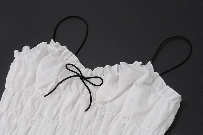 Pleated texture halter top short skirt set