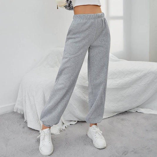 POCKET DESIGN HIGH-WAISTED SPORTS FLEECE PANTS