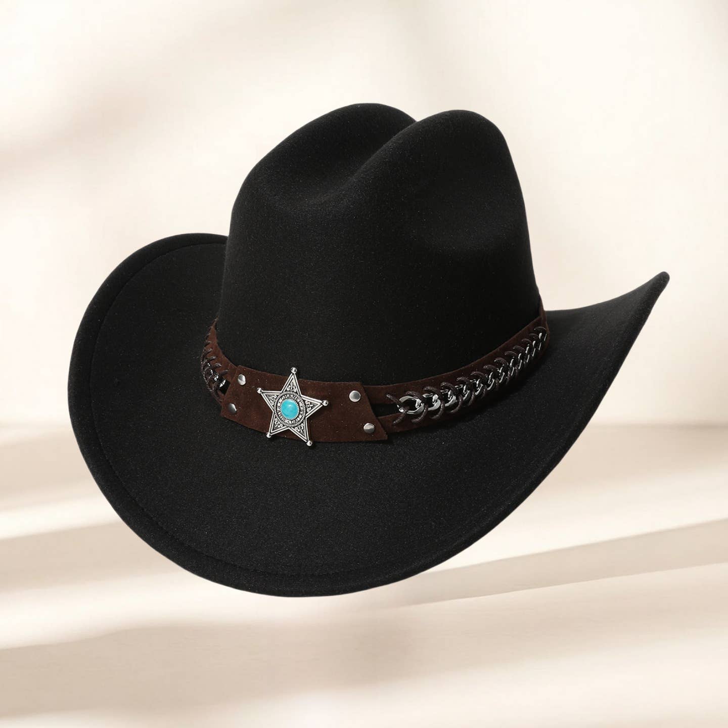 Star Decor Western Cowboy Felt Sun Hat_CWAH3650