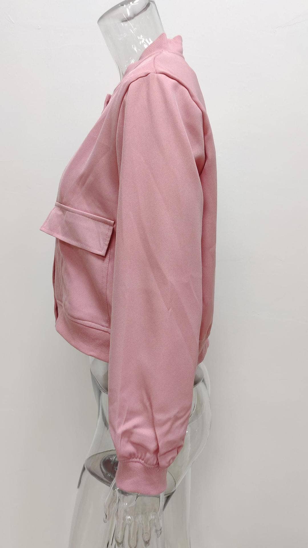 Round-neck single-breasted long-sleeved jacket