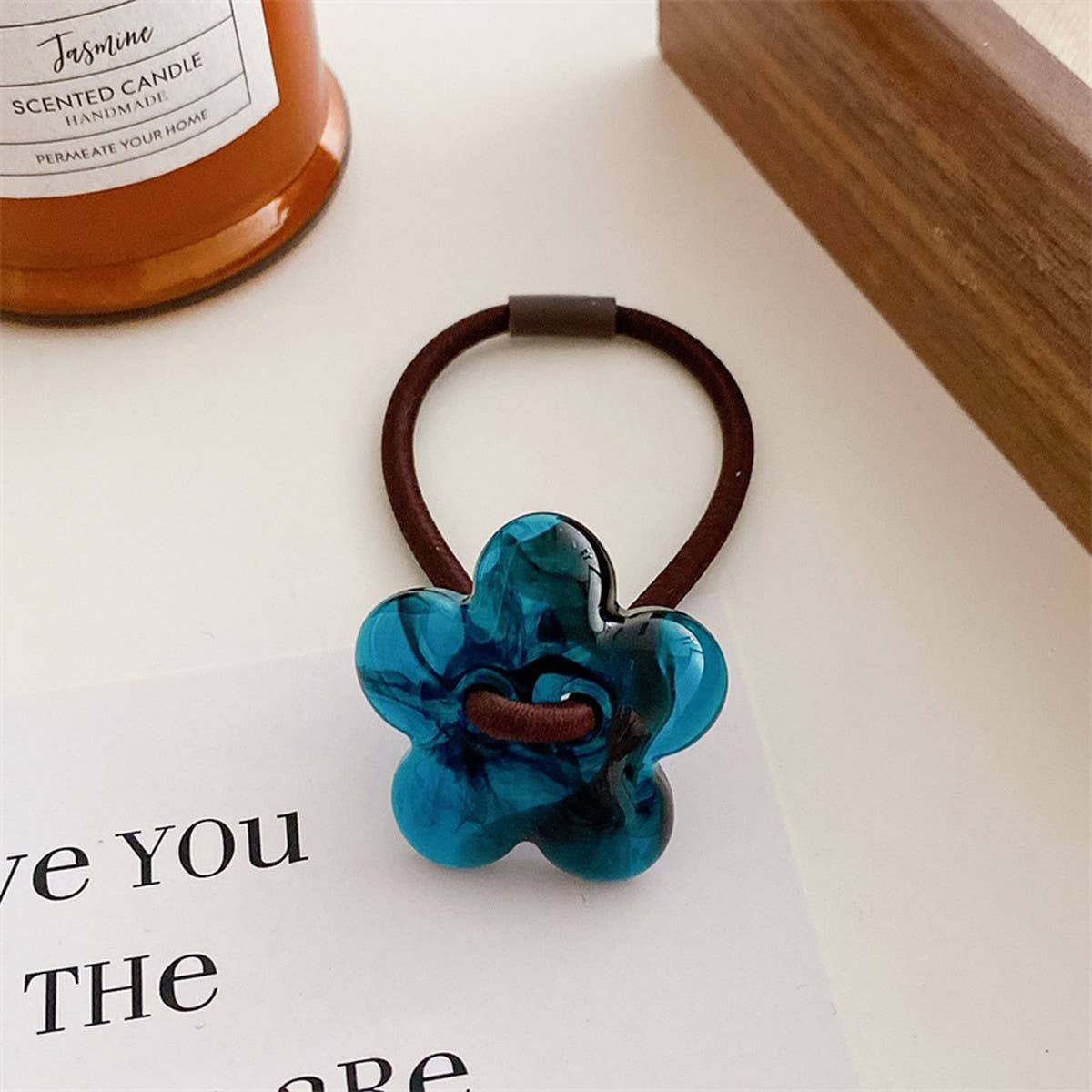 6PCS/SET ACRYLIC BEAR FLOWER BOW HAIR TIES_CWAHA0337