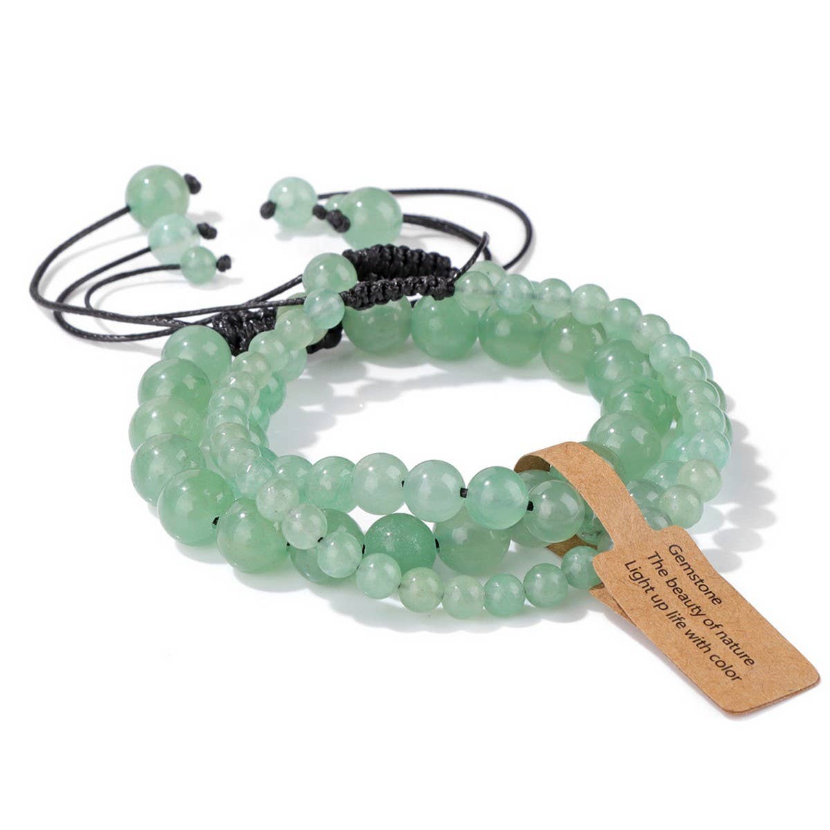 CWAJE4234_NATURAL STONE BEADS BRAIDED THREE-PIECE BRACELET