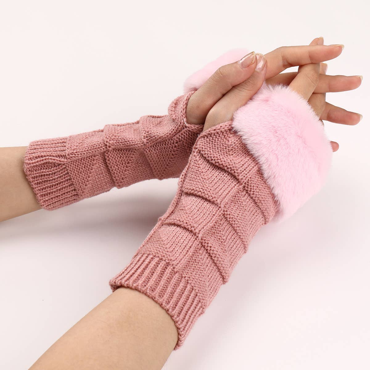 SIMPLE WARM KNITTED HALF-FINGER GLOVES_CWAG0111