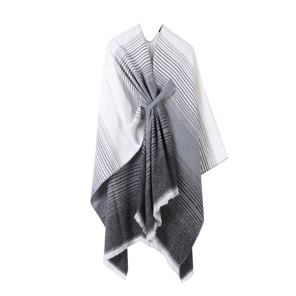WEAR SCARF KNITTED SIDE STRAP SHAWL CAPE