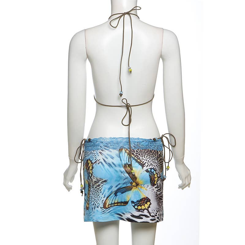 Trendy Sexy Printed Tie Bikini Three-Piece Set