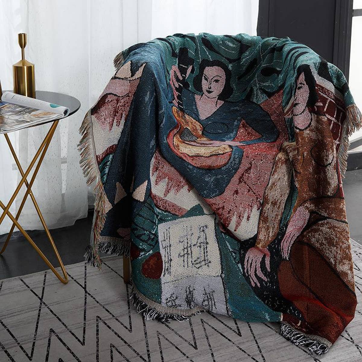 MULTIFUNCTIONAL BLANKET WITH OIL PAINTING PATTERN
