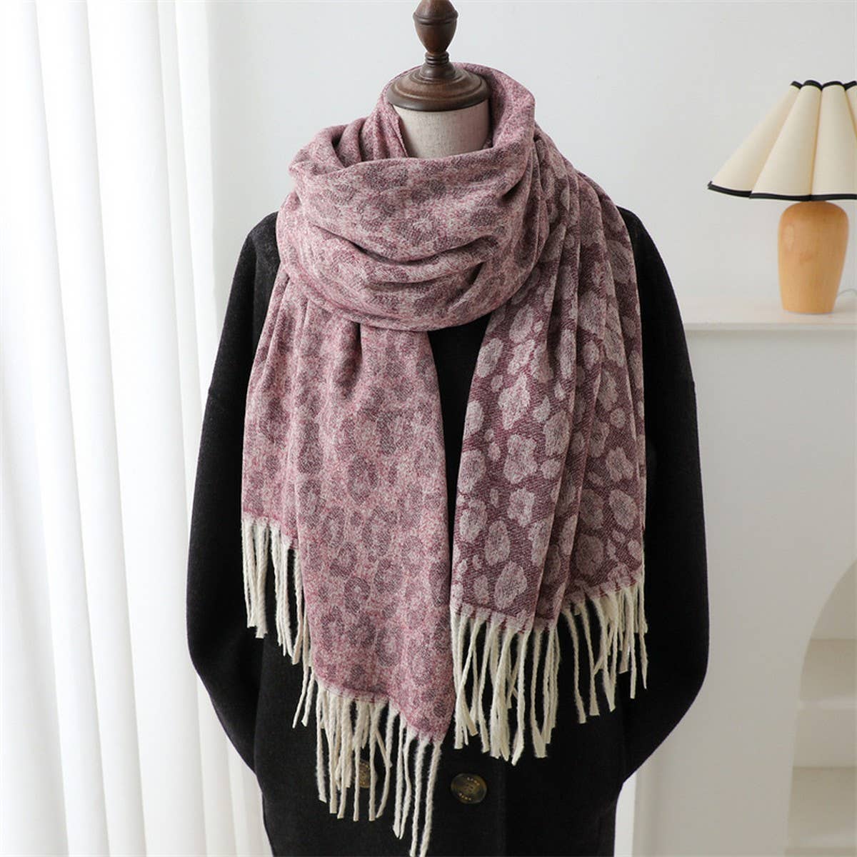 Leopard Jacquard Scarf ? Faux Cashmere Winter Wrap