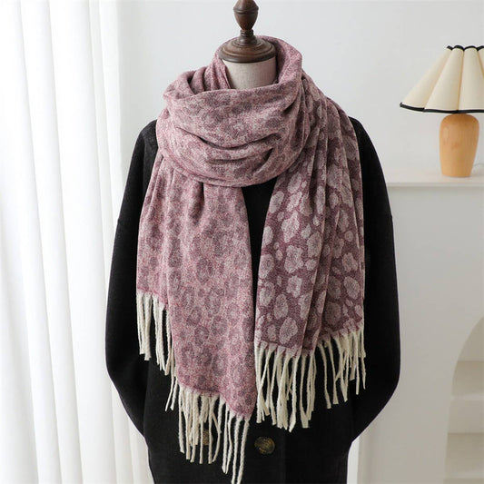 Leopard Jacquard Scarf ? Faux Cashmere Winter Wrap