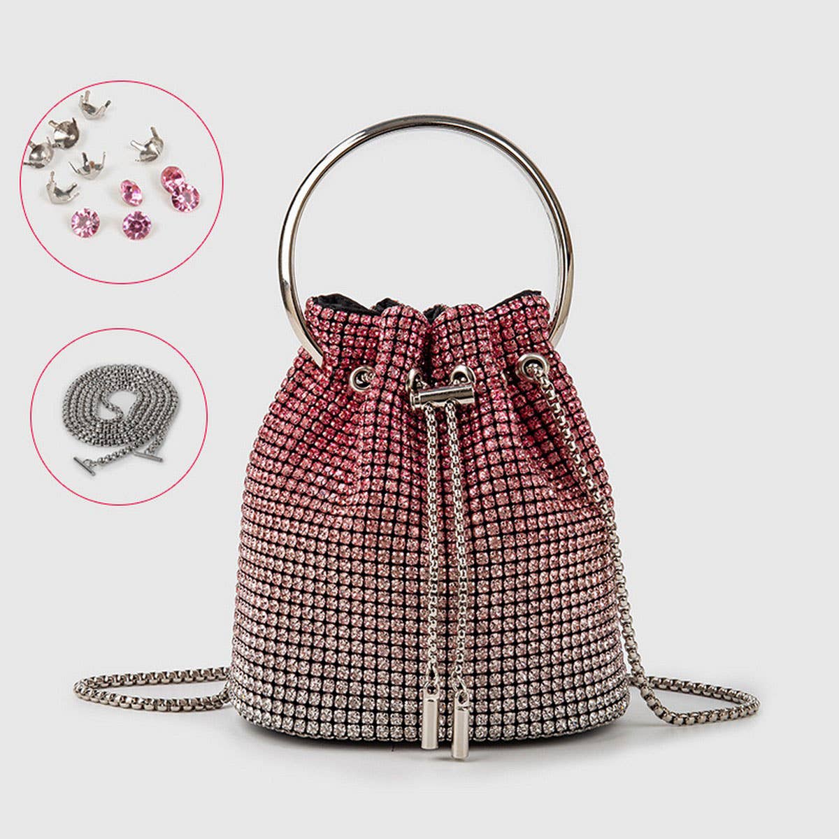 NEW FASHION CHAIN RHINESTONE EVENING BUCKET BAG_CWAB3583