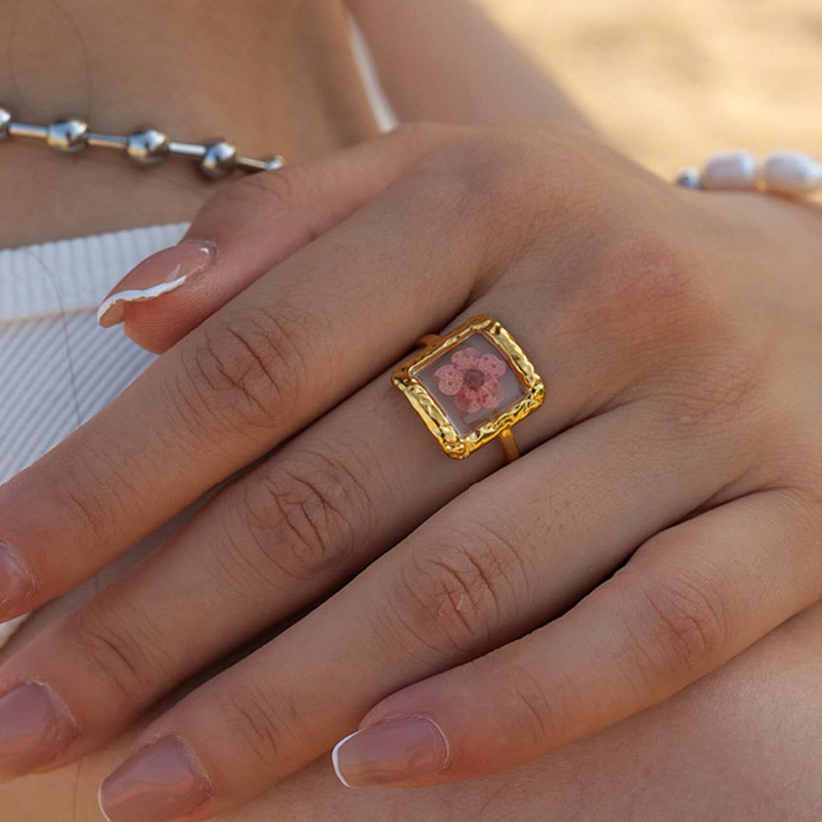 IMMORTAL FLOWER STAINLESS STEEL RINGS FOR WOMEN