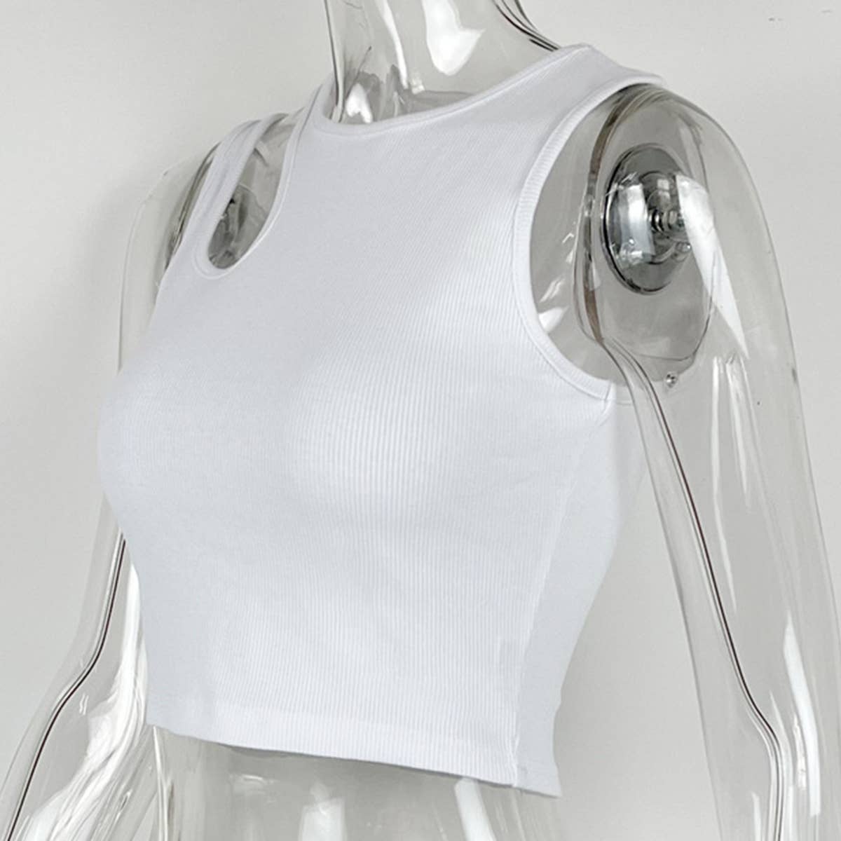 Hollow design sleeveless crew neck vest