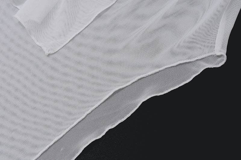 Off Shoulder Bow Mesh Asymmetrical Dress