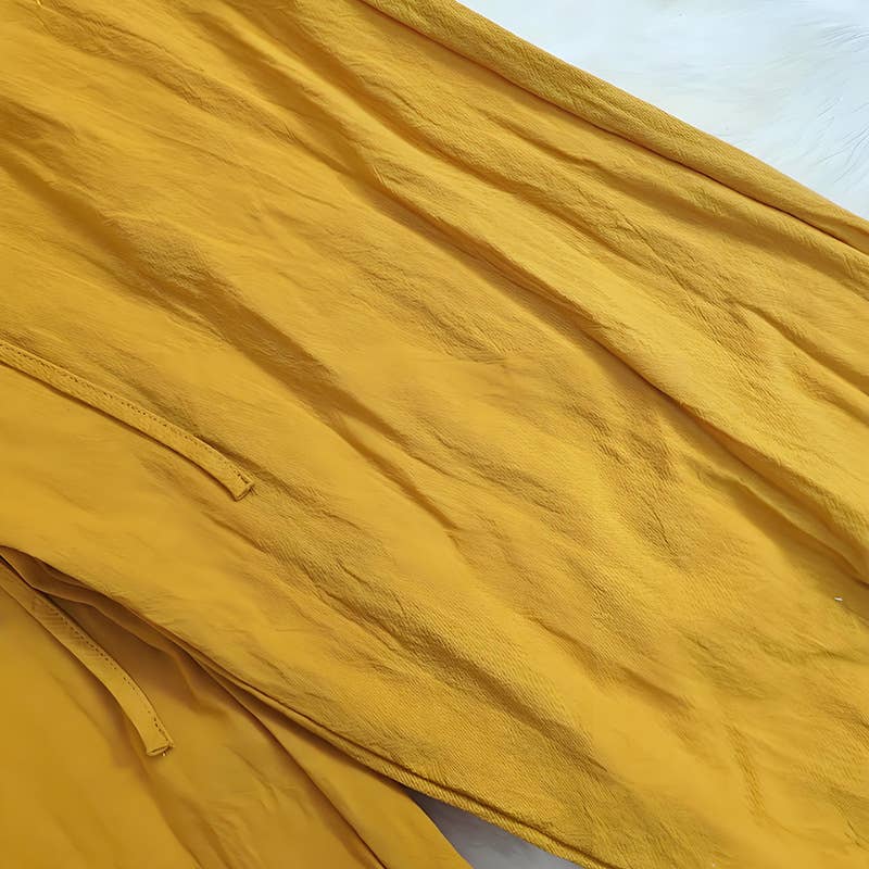 Stretched-waist cotton and linen nine-inch pants