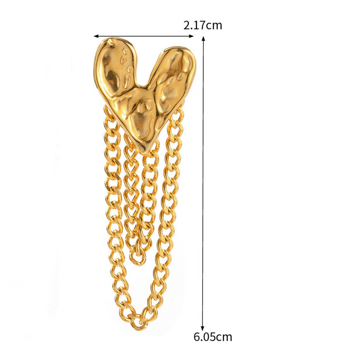 18K GOLD HAMMERED HEART TASSEL EARRINGS_CWAHA0921