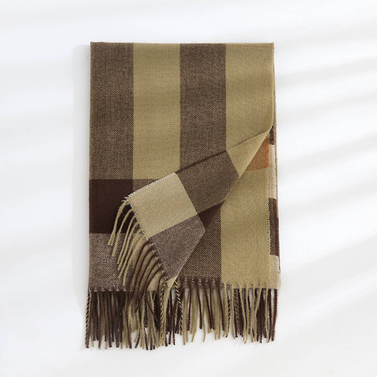 Plaid Faux Cashmere Scarf - Thick Warm Neck Wrap_CWASC0242