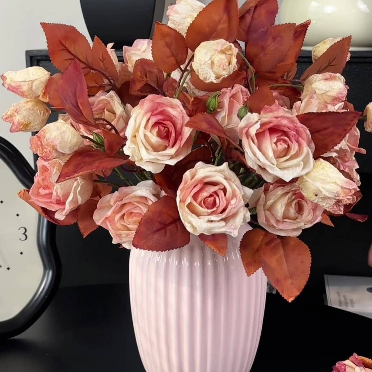 Vintage Autumn Oil Painting Burnt Rose