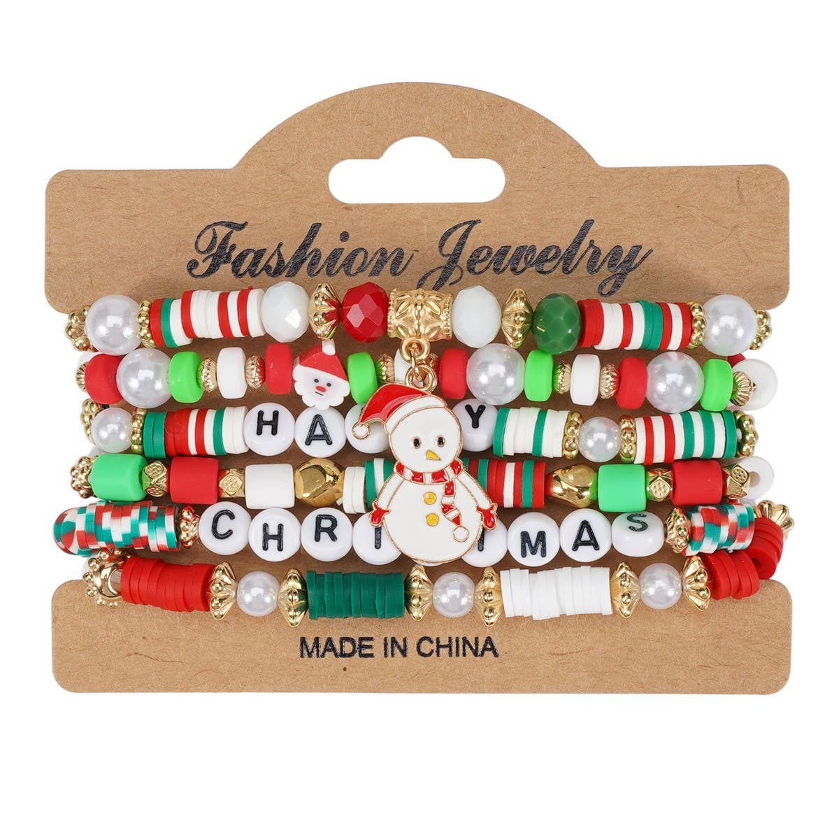CWAJE05702_CHRISTMAS SNOWMAN TREE REINDEER CHARM BRACELET
