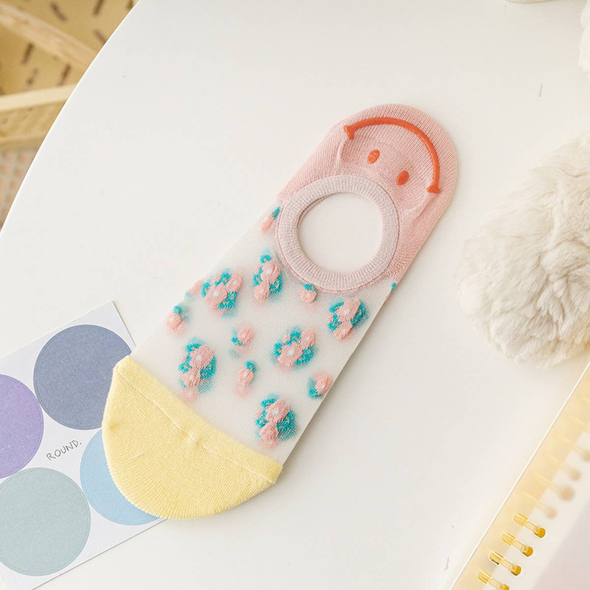 WOMEN FLORAL THIN BREATHABLE SHALLOW SOCKS