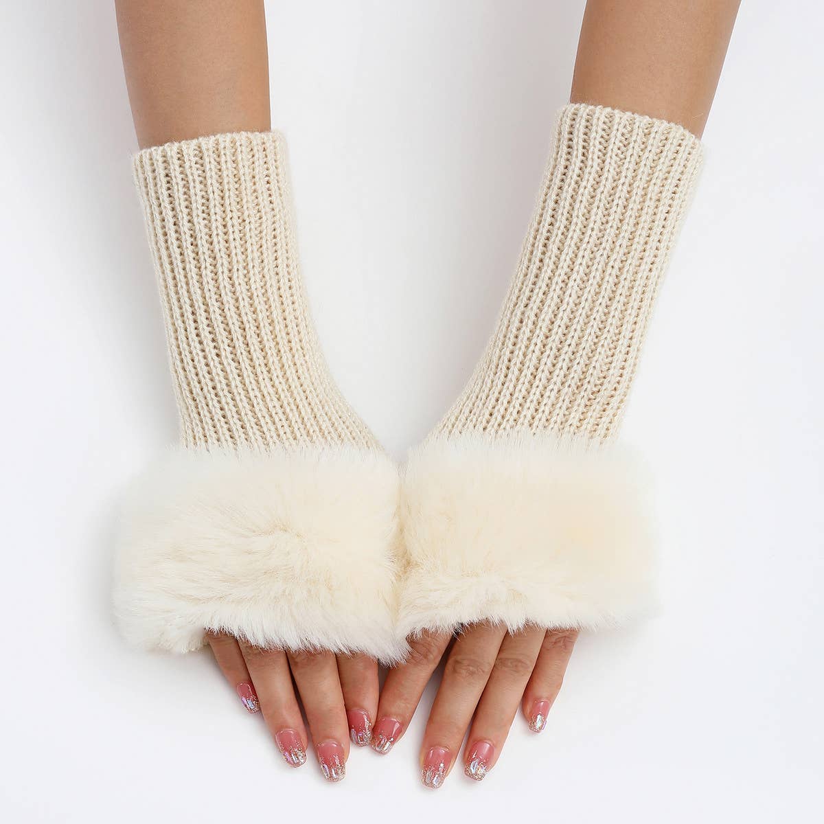 KNITTED THERMAL FINGERLESS GLOVES ARM GLOVES_CWAG0108