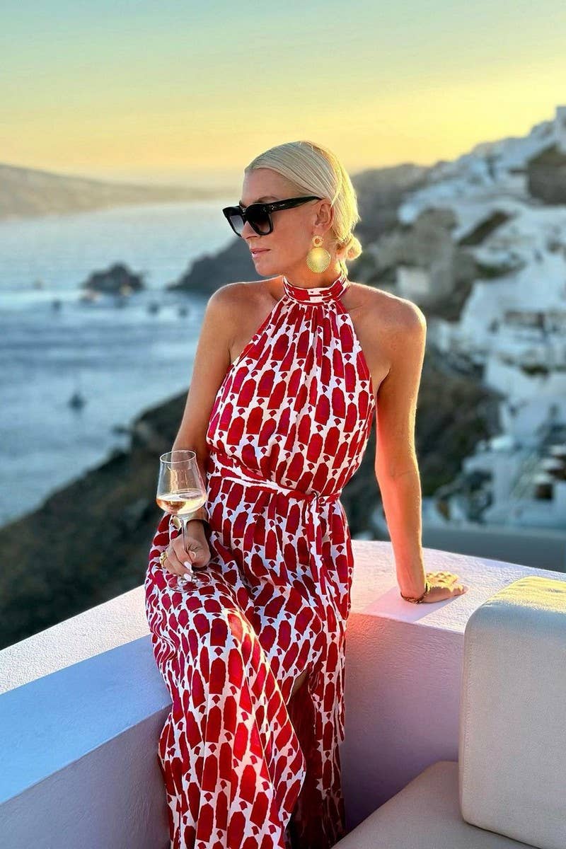 CWDMD5900_NEW PRINT HALTER NECK SLIT HEM LONG DRESS