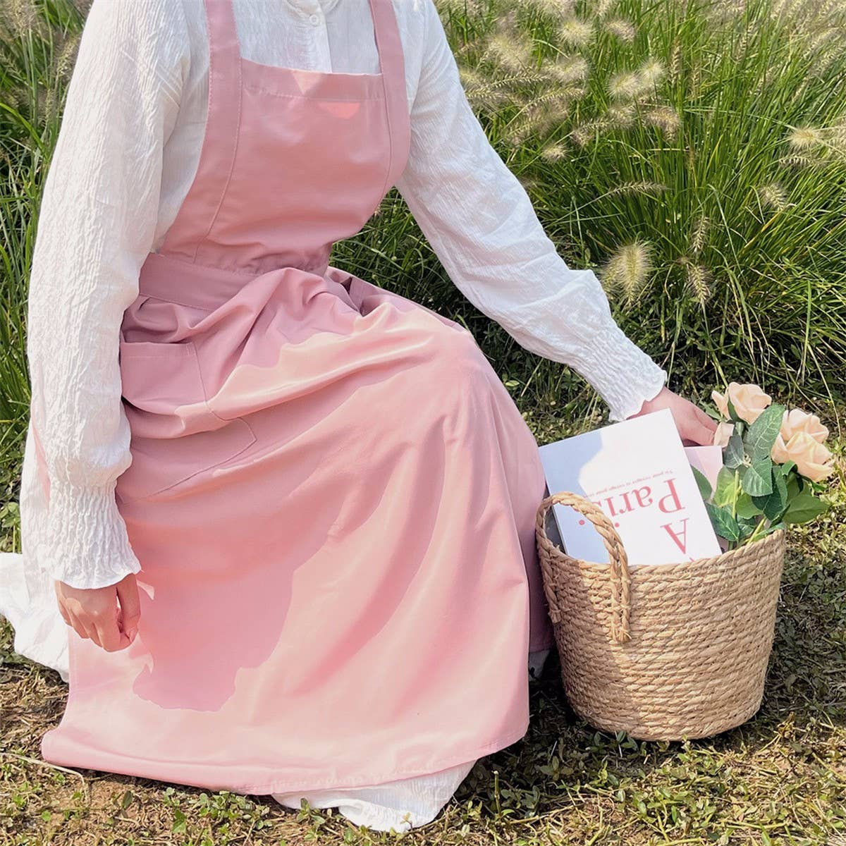 WATERPROOF AND OIL-PROOF SOLID COLOR COTTON APRON