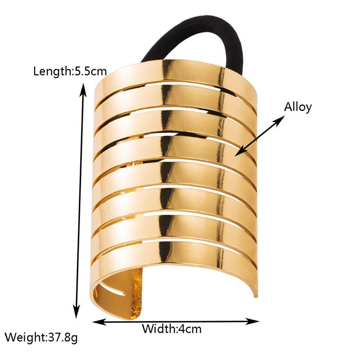 Sleek Oval Metal Elastic Hair Tie for Women_CWAHA6181