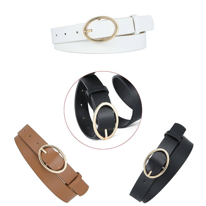 LEOPARD PRINT PU LEATHER BELT WITH ROUND BUCKLE