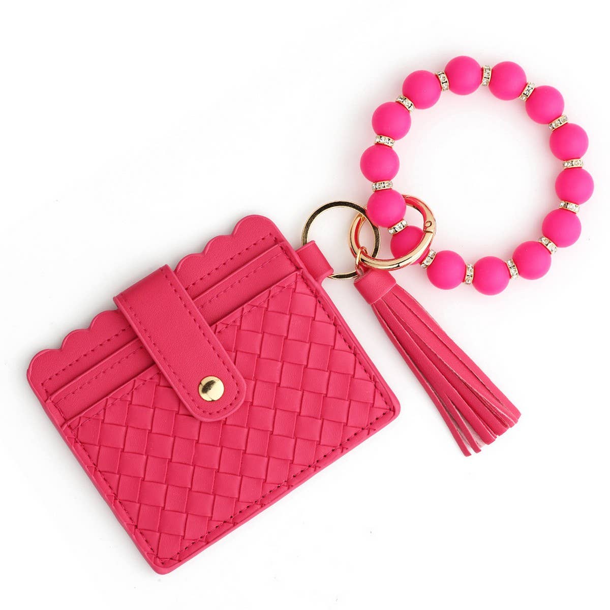 Woven Card Holder with Silicone Bead Keychain_CWAB4961