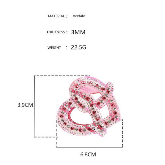 3MM ACETATE RHINESTONE HEART-SHAPED HAIRPIN_CWAHA4262