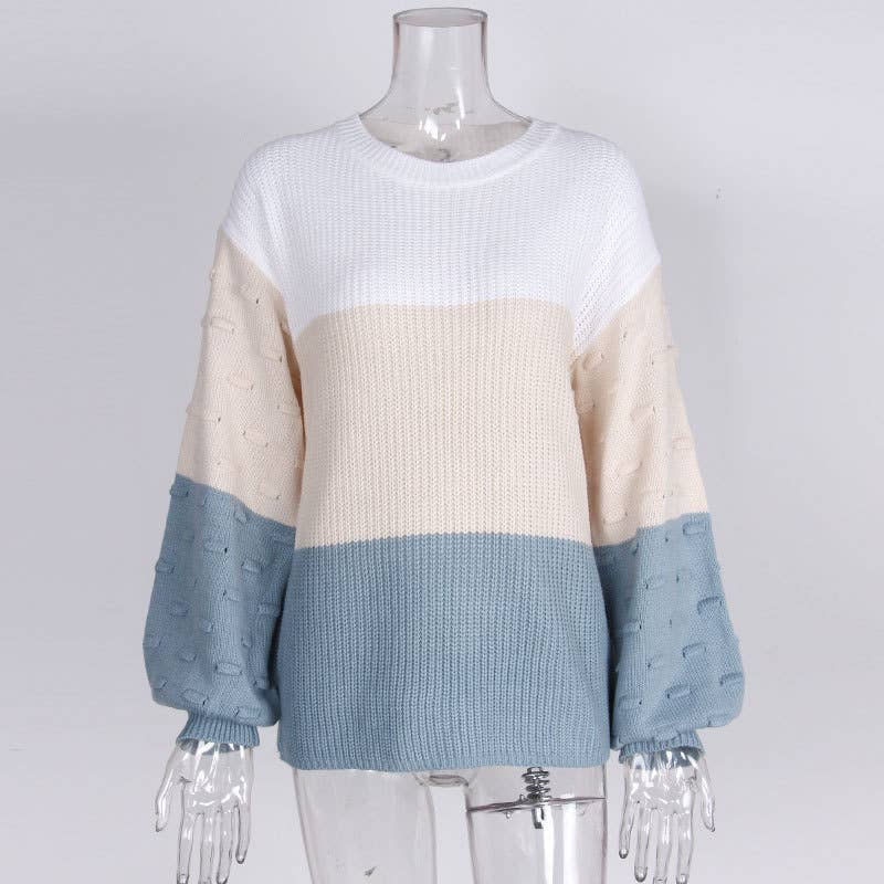 SWEATER KNITTED WITH LARGE SLEEVES AND CREW NECK