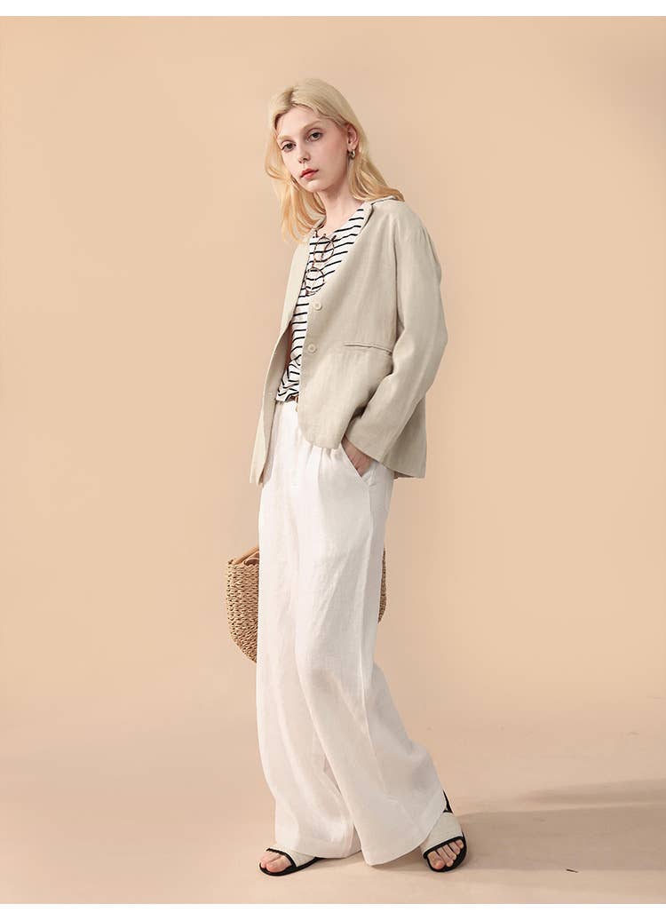 High-end and versatile linen straight-leg pants