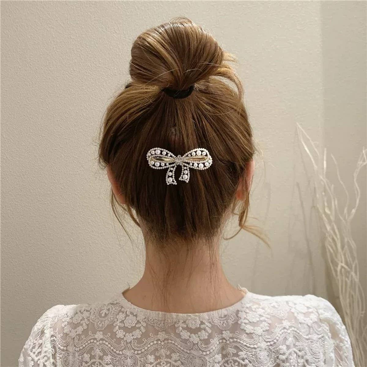 BOW PEARL HAIRPIN DUCKBILL CLIP BANGS CLIP_CWAHA4788