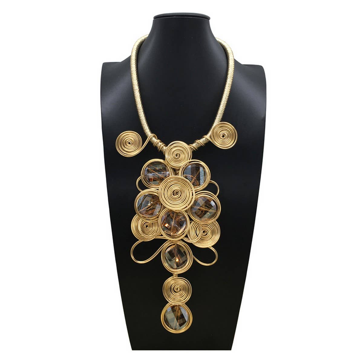 CRYSTAL ALUMINUM WIRE NECKLACE EARRING SET