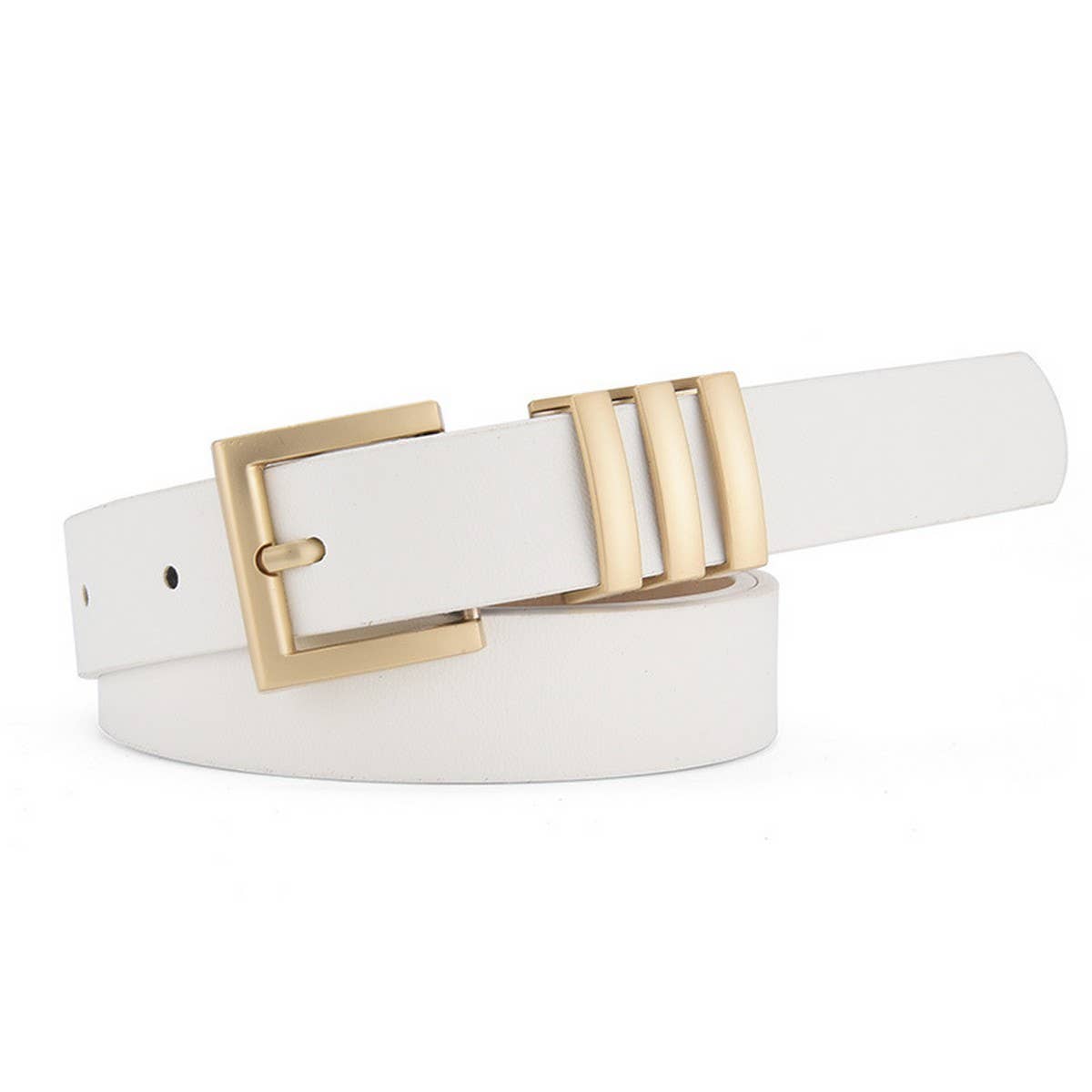 MATTE KOREAN-STYLE METAL SQUARE BUCKLE BELT