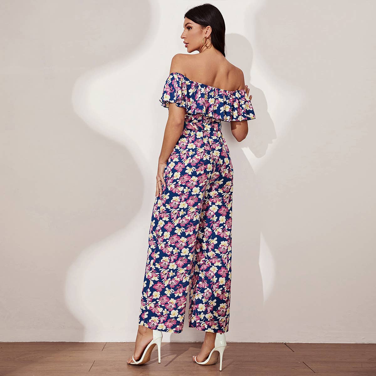 PEPLUM ONE-LINE SHOULDER WAIST ROMPER