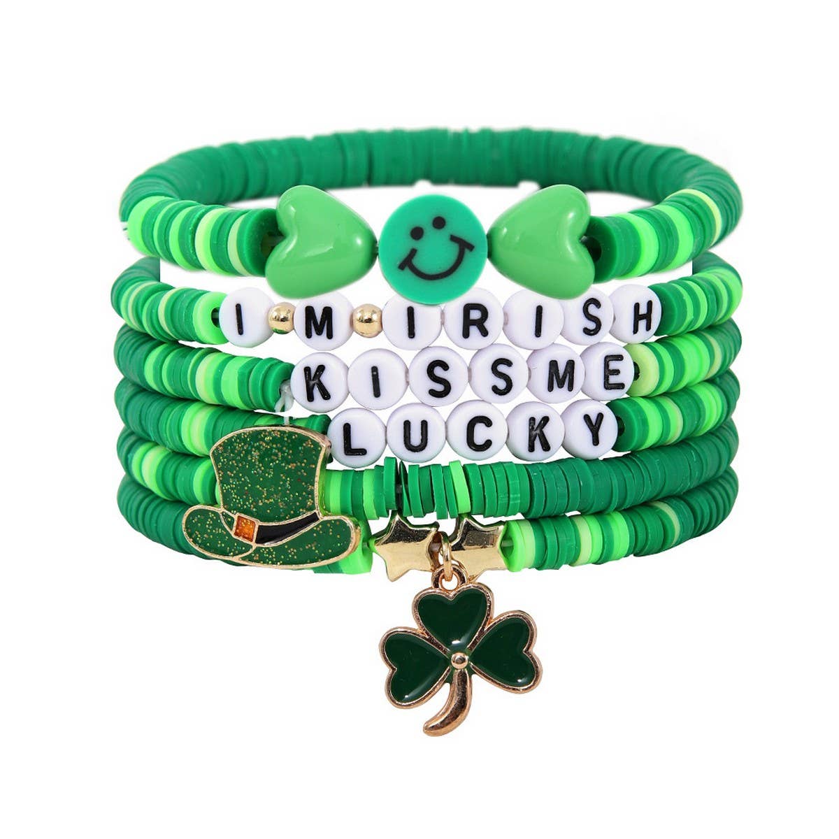 ST. PATRICK'S DAY SHAMROCK CHARM BRACELET SET_CWMM3502