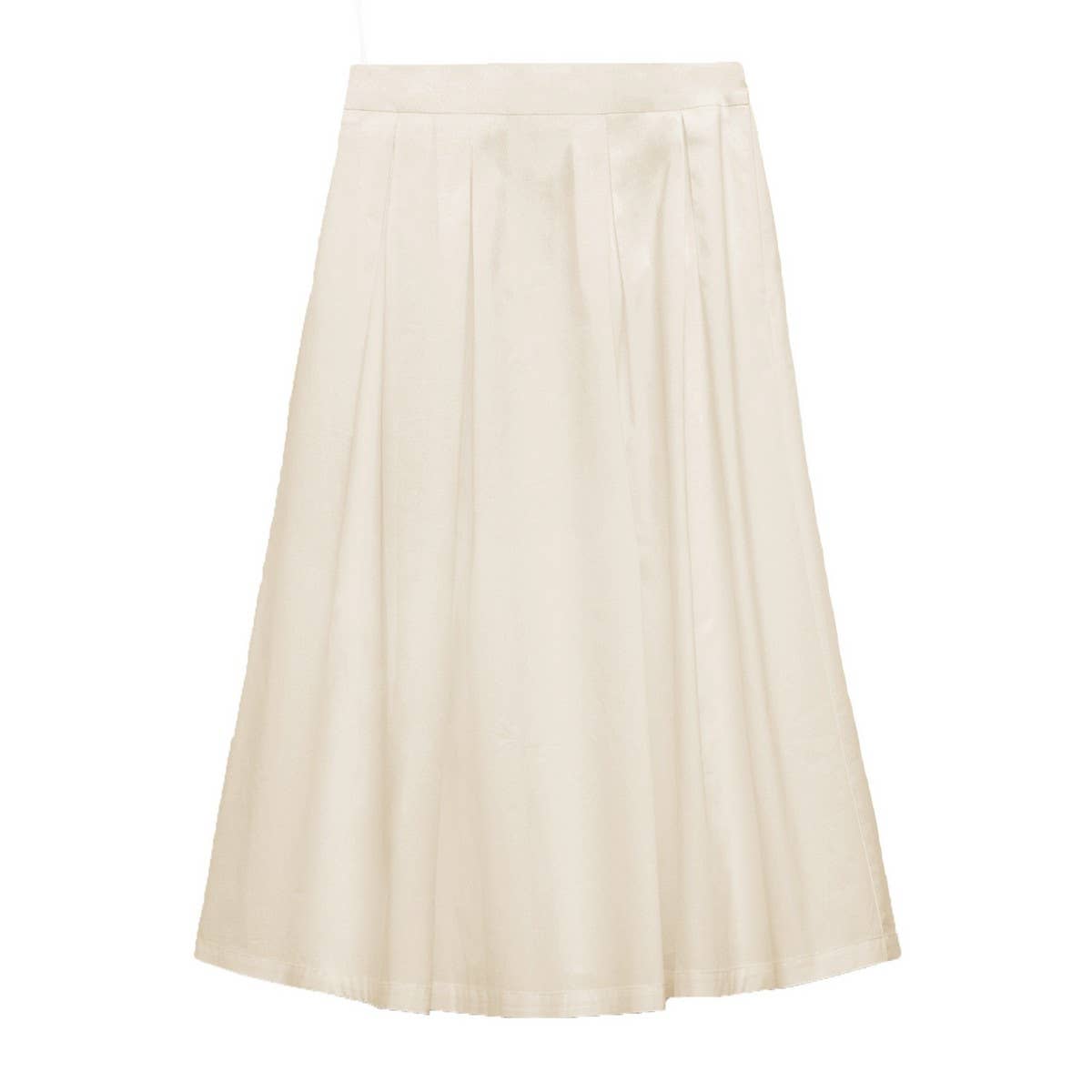 PLEATED SKIRT HIGH WAIST ZIPPER LONGSKIRTMIDISKIRT_CWBSS0419