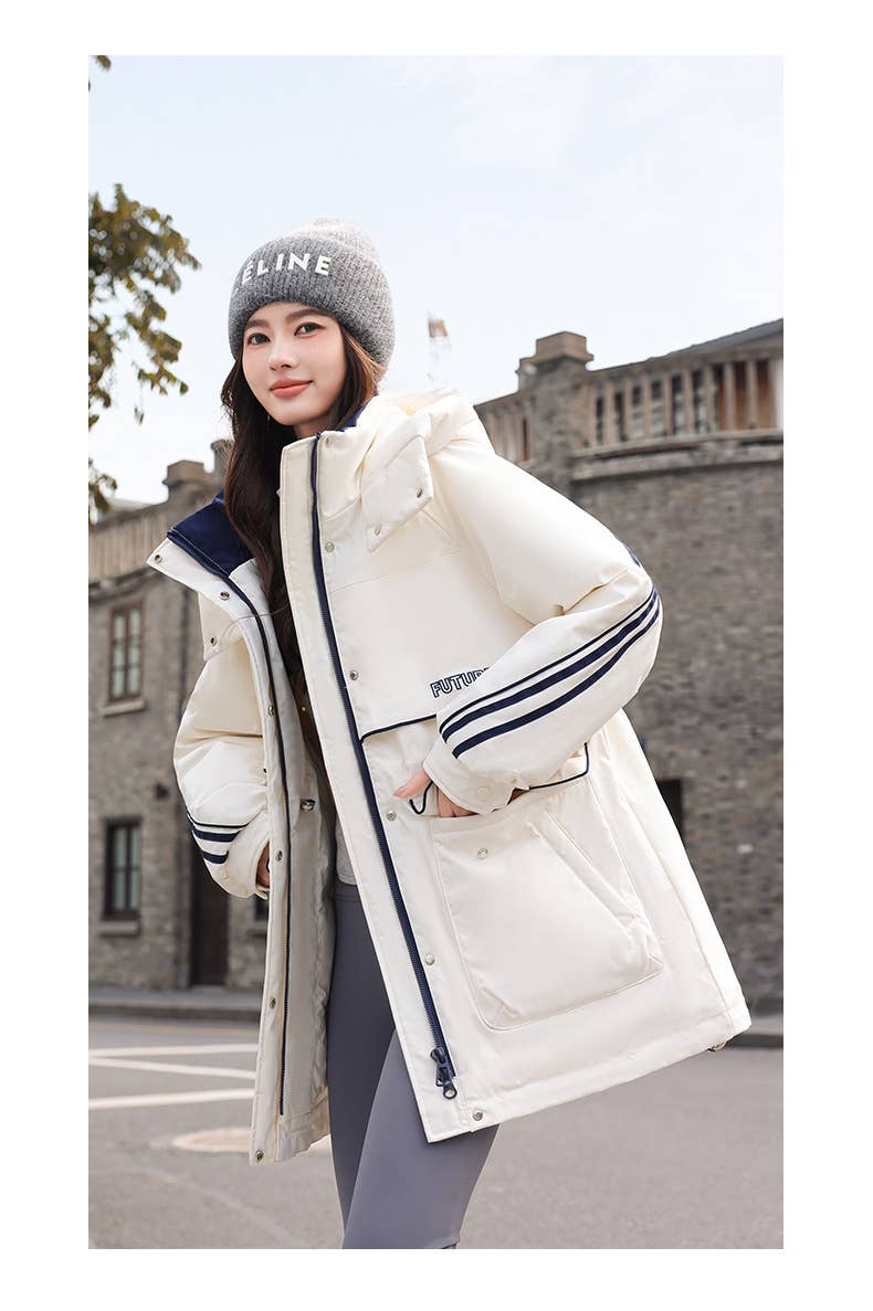 Hooded,color-blocked windproof, cotton jacket