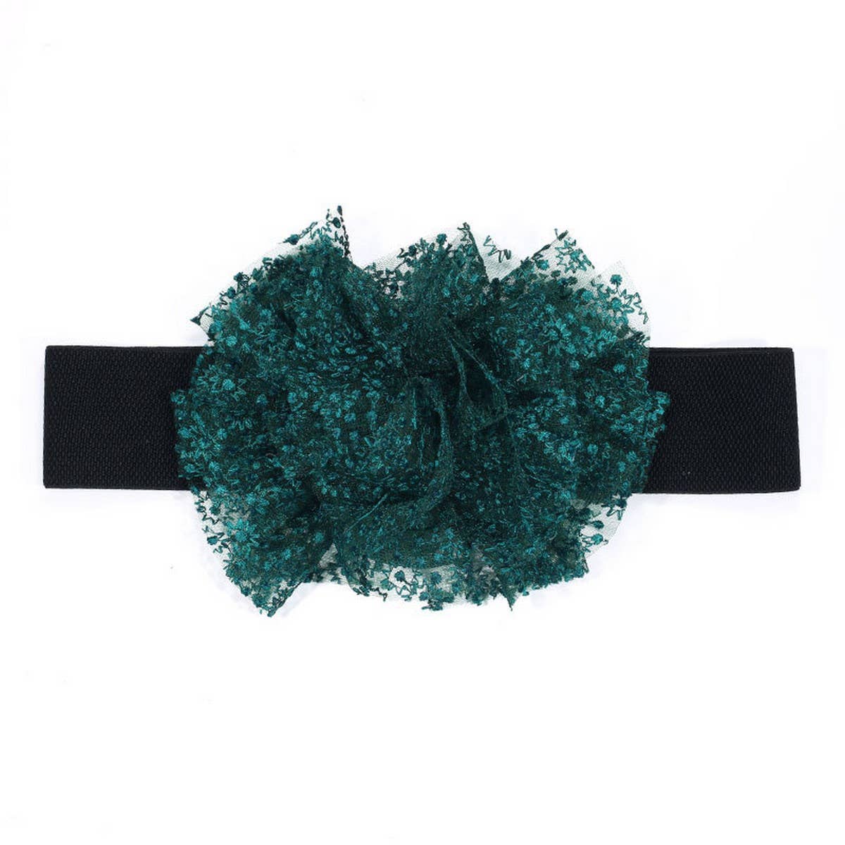 Oversized Tulle Flower Elastic Belt for Women_CWMM6423